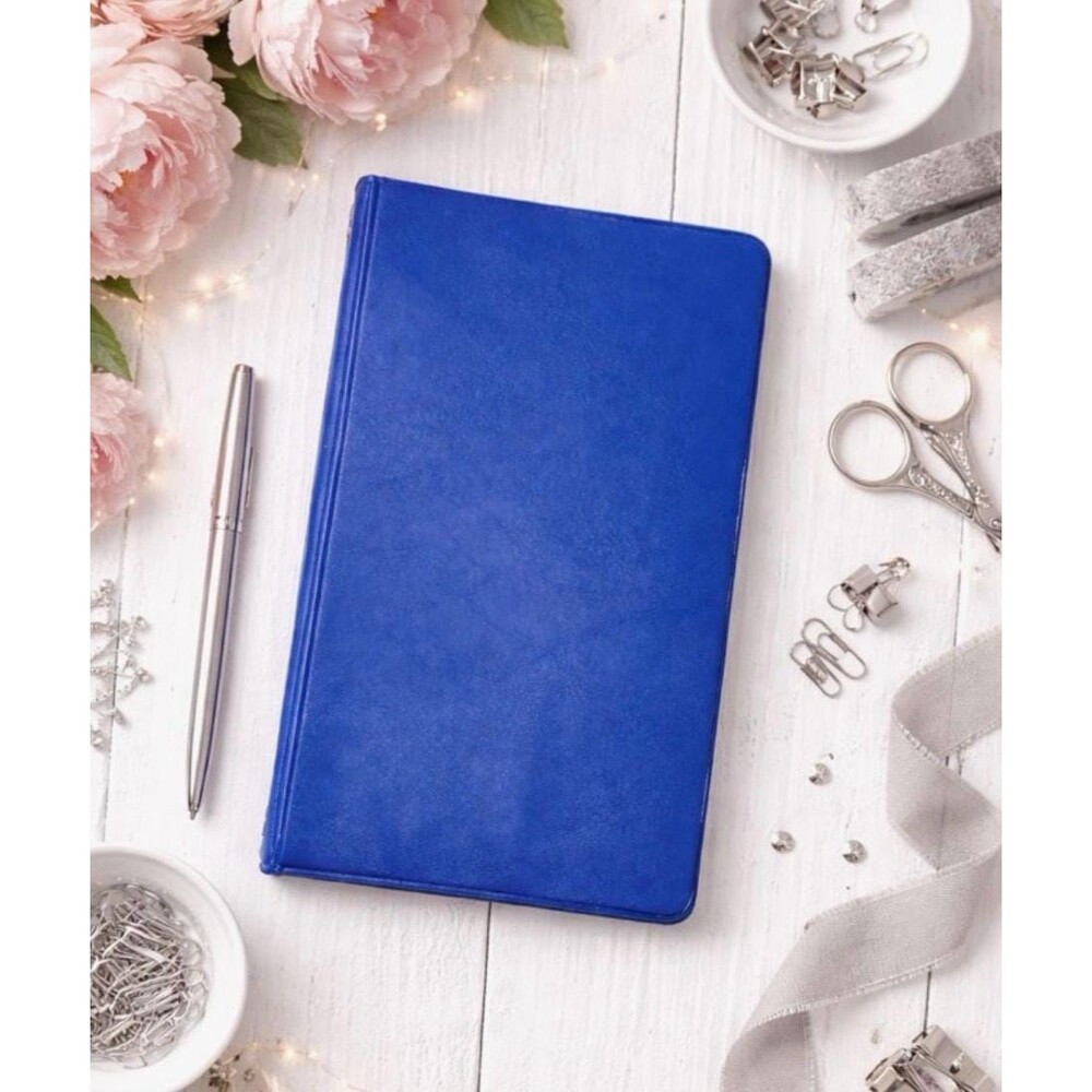 Vintage‎ 1980s Blue Vinyl Mini Binder Retro Office Supply Organizer Planner